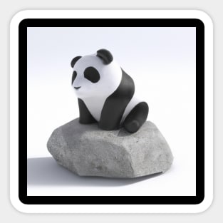 3d cute panda on a rock Sticker